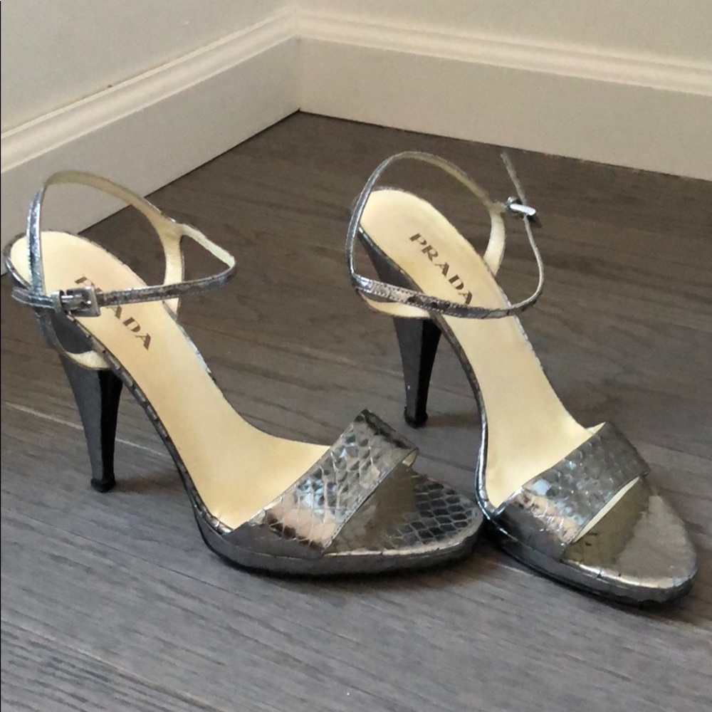 Silver Prada sandals